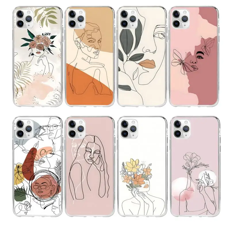 Line Art Phone Case For Samsung Galaxy A10s A20S A30S A50S A10A 12 A20 A20E A40 A30 A50 A70 A31 A51A52 A71 Transparent