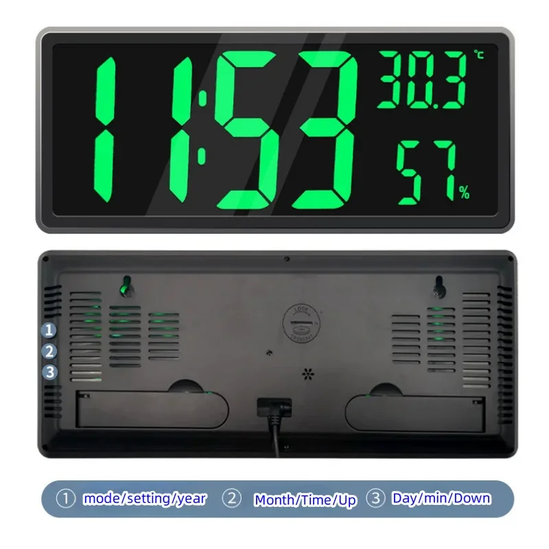 1PC Super Large Screen Wall Mount Clock, Hanging Stand Optional Clock Living Room LED Digital Clock for Home Decor