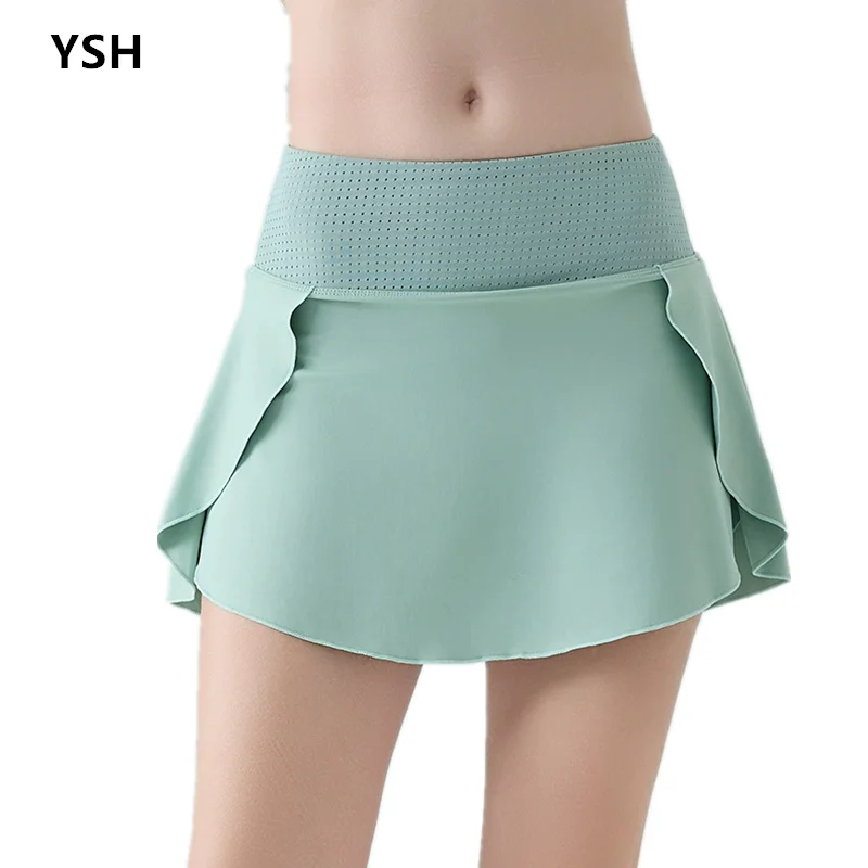 

YUSHUHUA 2025 Europe America Latest Women's Yoga Tennis Skirt Breathable High Waist Slimming Exercise Training Shorts Skirt Spor
