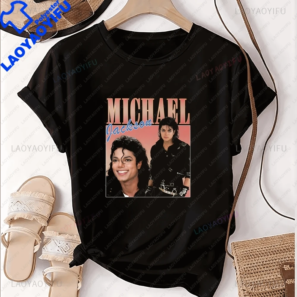 The King of Pop, Michael Jackson, Trendy Fashion Short-Sleeved Men's and Women's Universal Shirt Pattern T-Shirt