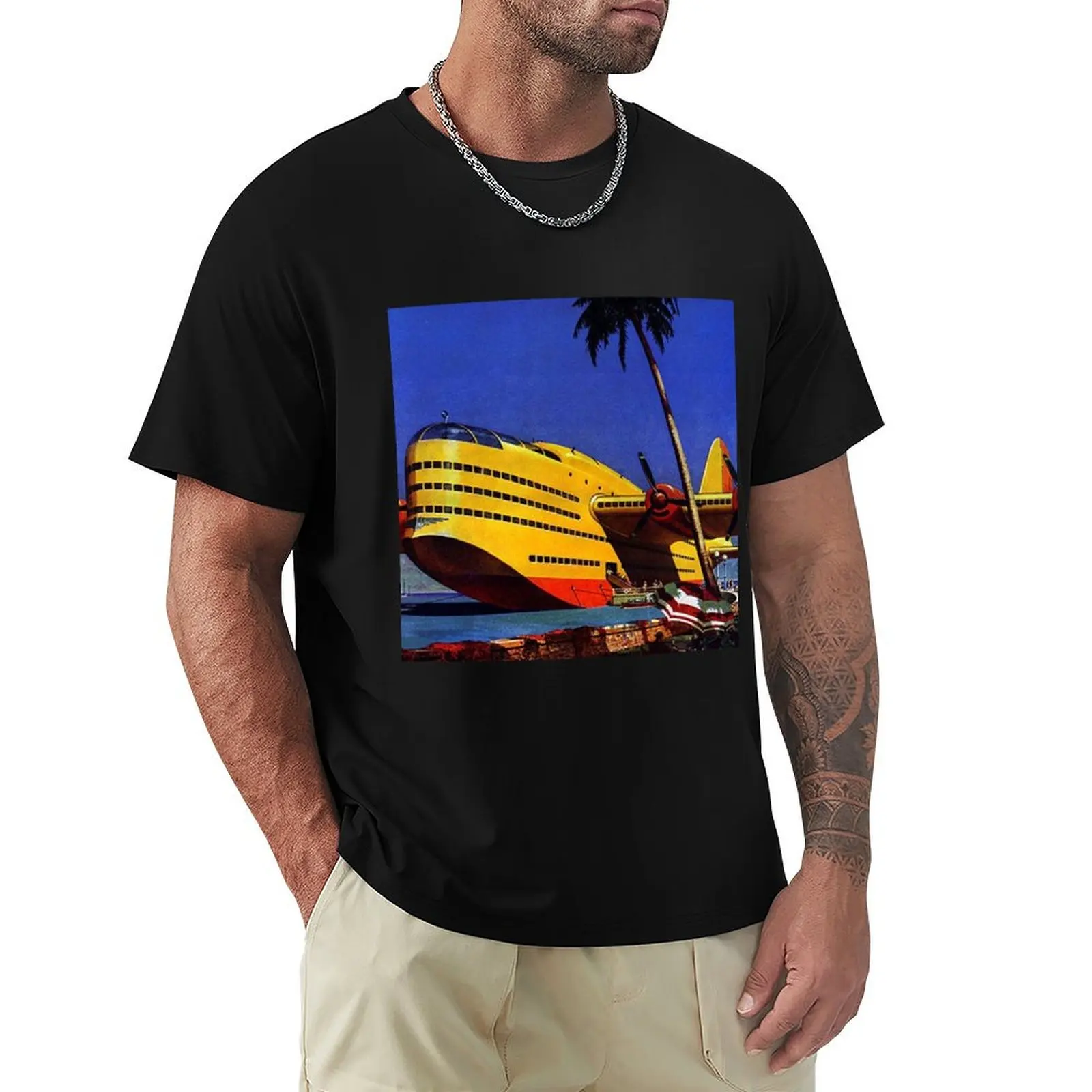 Retro Futurism Sea Plane T-Shirt t shirt man designer T-Shirt