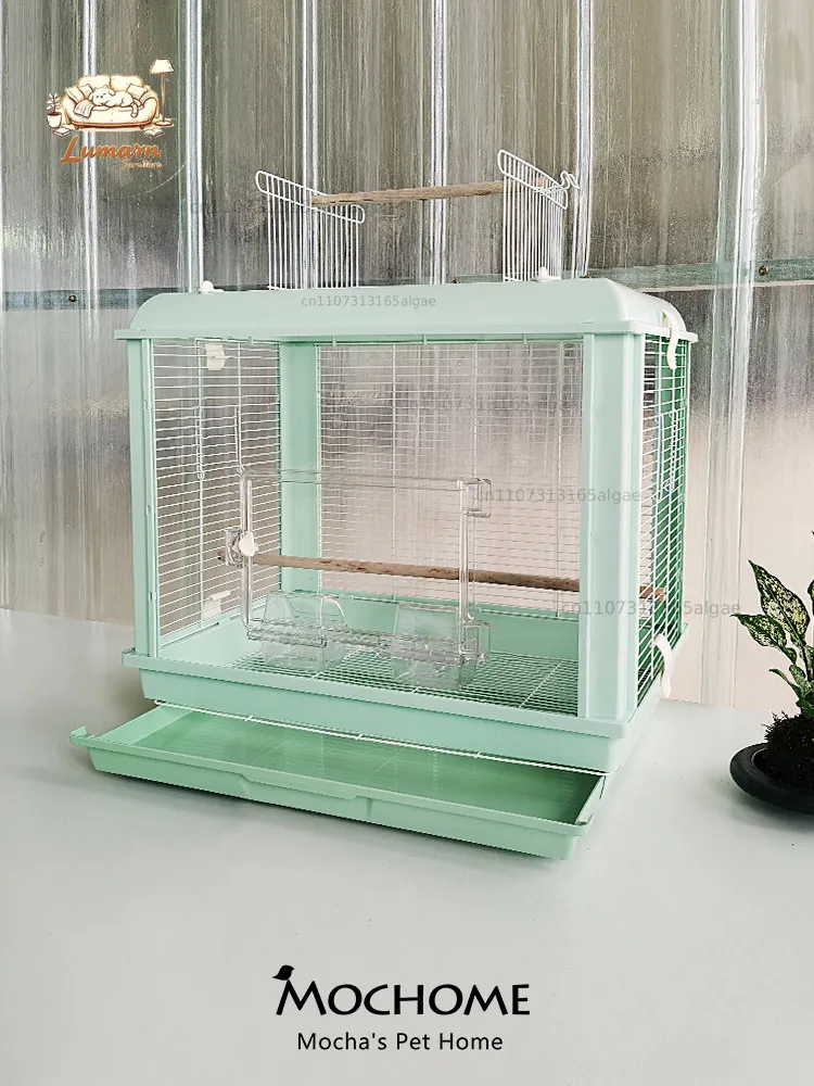 Xuanfeng tiger skin peony parrot horizontal silk bird cage home splash-proof luxury villa metal special cage large acrylic