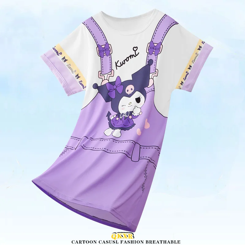 Kawaii Kuromis Summer Girls' Nightdress Short Sleeve Children's Pajamas Sleepwear Pyjamas Homewear Air Conditioning Baby Dress