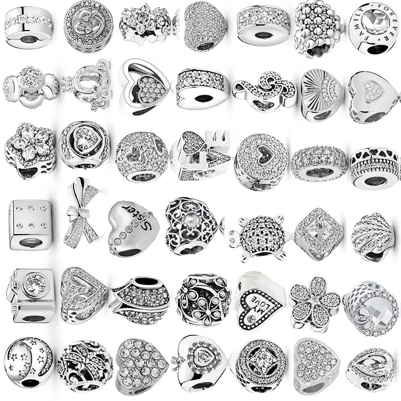 

5pcs/10pcs 925 Silver Color Charm Beads Pendant DIY Brand Bracelets Necklaces For Women Men Jewelry Accessorie Dropshipping