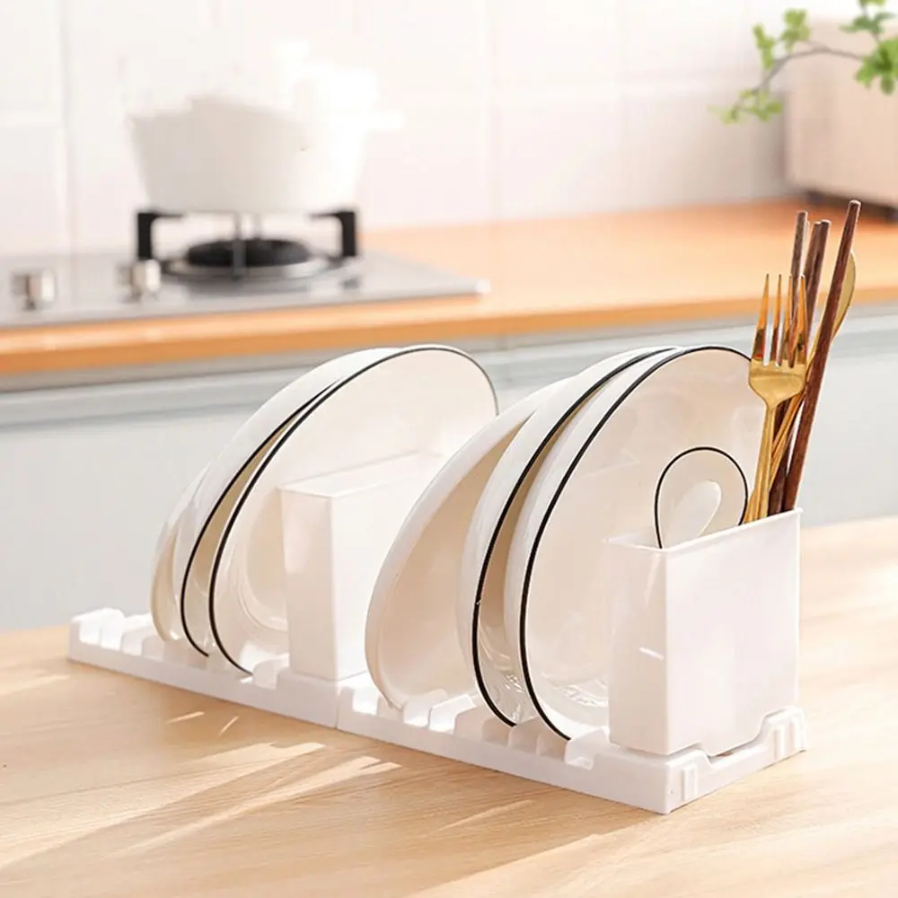 Plastic Foldable Dish Drying Rack 2 IN 1 Large Capacity Utensils Drainer Racks Space-Saving Tableware Storage Rack