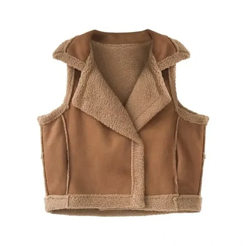 2024 Women\'s Winter Lamb Wool Sheepskin Vest Coat Fur One-piece Thickened Jacket Women\'s Casual Keep Warm Vest Fashion Jackets