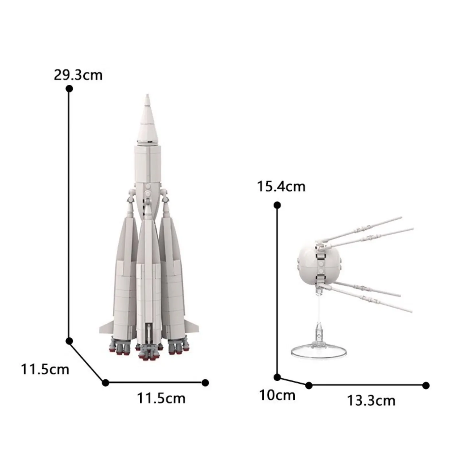 مجموعة ألعاب مكعبات بناء صغيرة من MOC - متوافقة مع R-7 Rocket & Sputnik 1 طوب نموذج الأقمار الصناعية