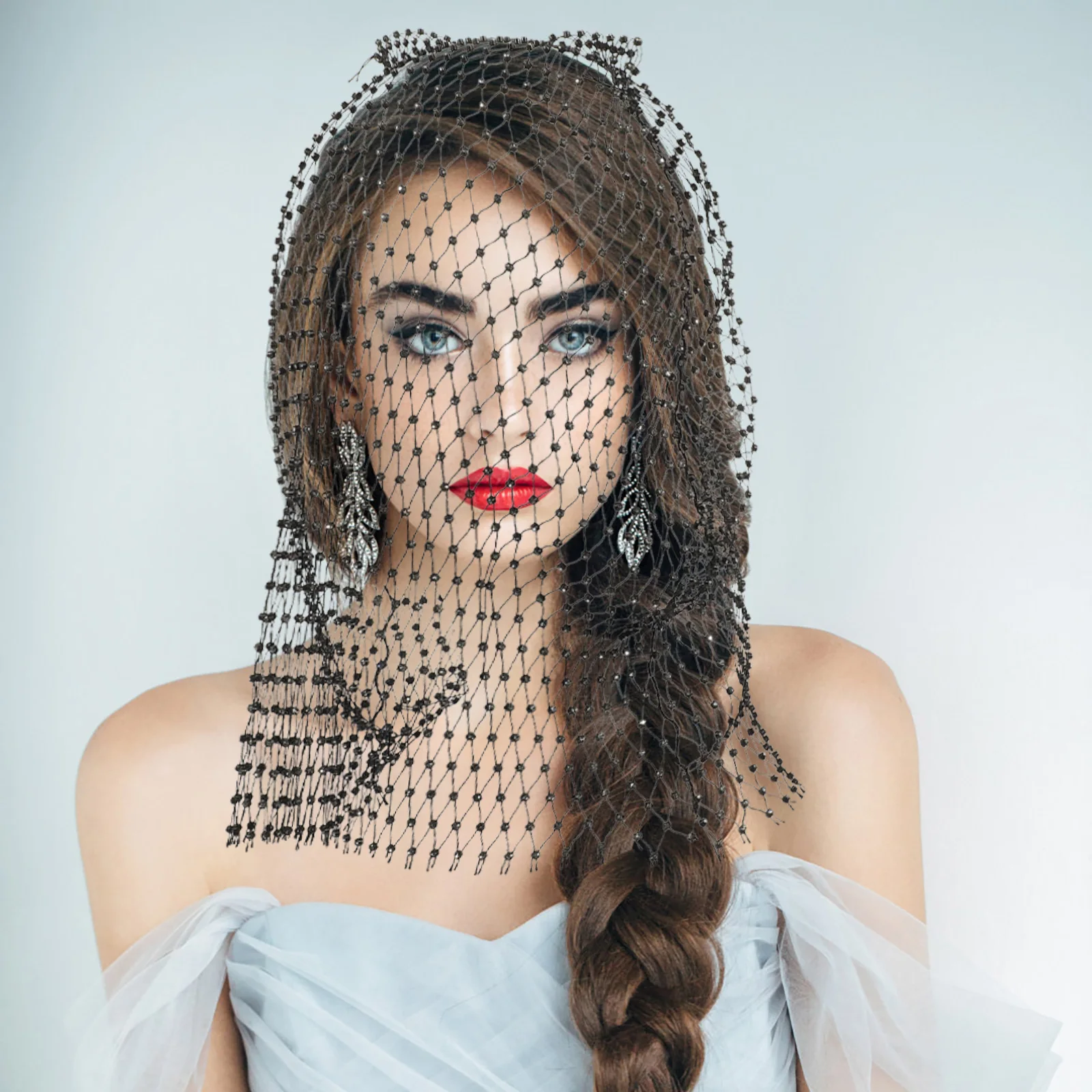 

Rhinestone Mask Black Mesh Reusable Women Gala Halloween Masquerade Banquet nament Face Mask Stage Prop Creative Decorative