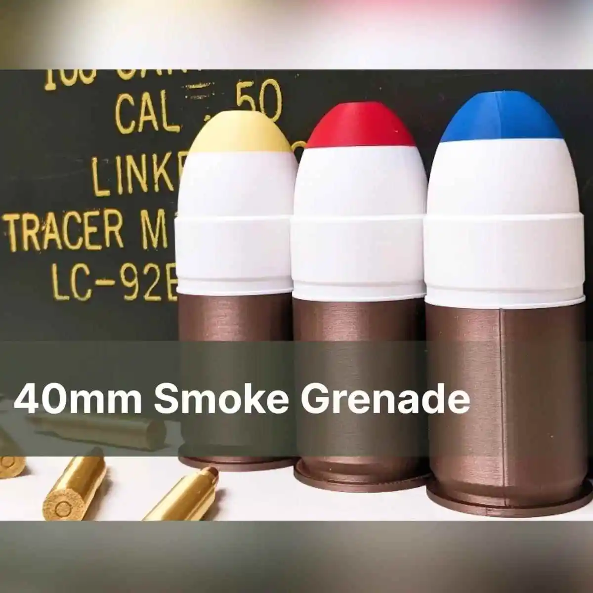 

40mm Smoke Grenade Model 1:1 M203 Smoke Grenade Realistic Military Enthusiast Ornament Gift 3D Printed Durable Desktop Decor