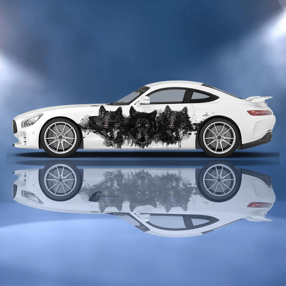 

Wolves Stared Intently Car Vinyl Wraps Decal Self-adhesive Anti Scratch Sticker Suitable for Trucks SUV Decor Auto Accessories