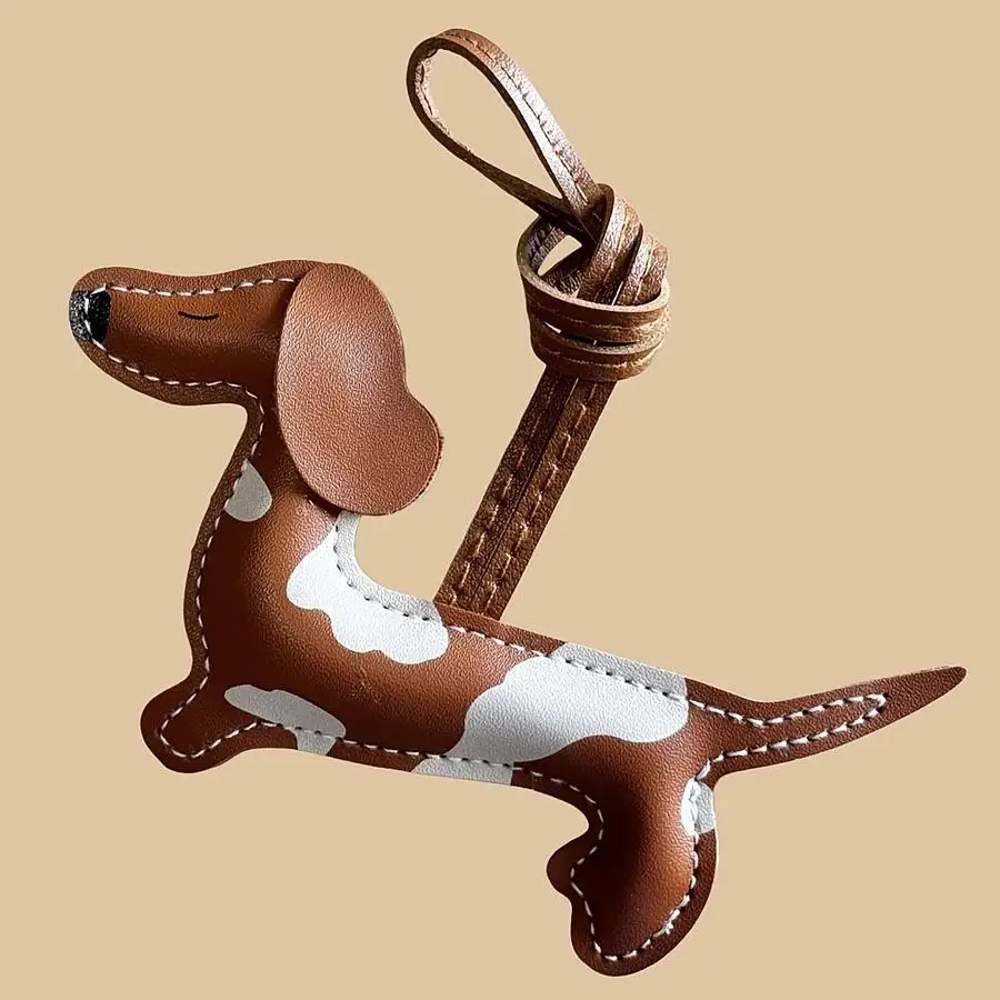 1/5/10/20/50/100pcs Handcrafted Dachshund keychain - Cute little Dachshund-shaped keychain with a small dog charm, suitable for
