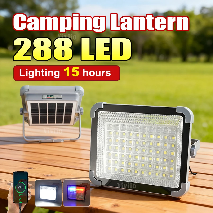 

Solar Camping Lantern Rechargeable Strong Light Emergency Light Solar Floodlight Hanging Portable Tent Lantern with Magnet