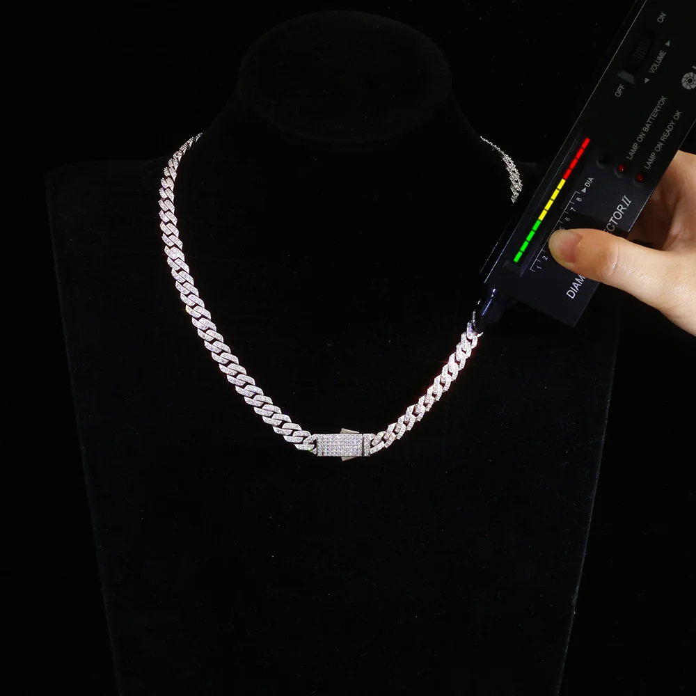 ICEBLING 925シルバー モアサナイト 8mm プロング キューバンリンク