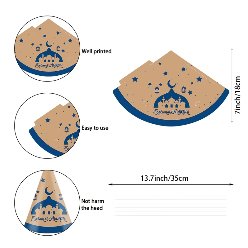 6 pezzi Eid Ramadan decorazione 3D cappello di carta Moon Star decorazione per forniture per feste Ramadan