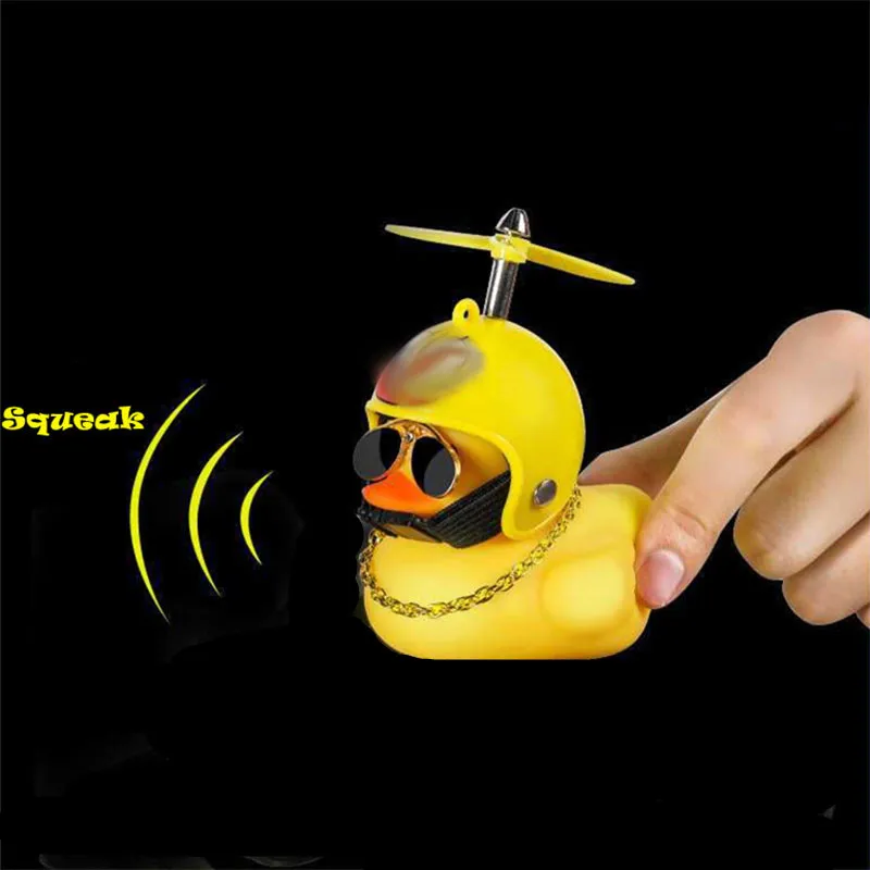 Car Cute Duck with Helmet Broken Wind Small Yellow Duck Bike Motorcycle Helmet Riding Cycling Decor Car Ornaments Accessories