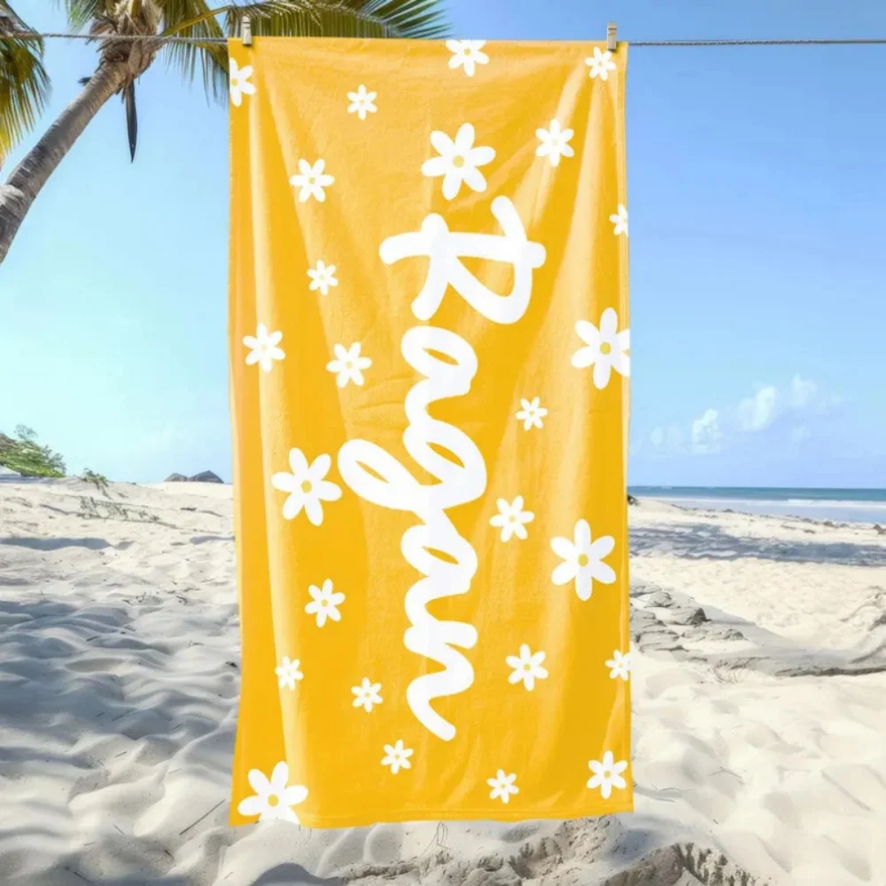 1Pc Personalized Striped Beach Towel Custom Name/Text Oversized Microfiber Towel Party Souvenir for Beach Swimming Bath Vacation