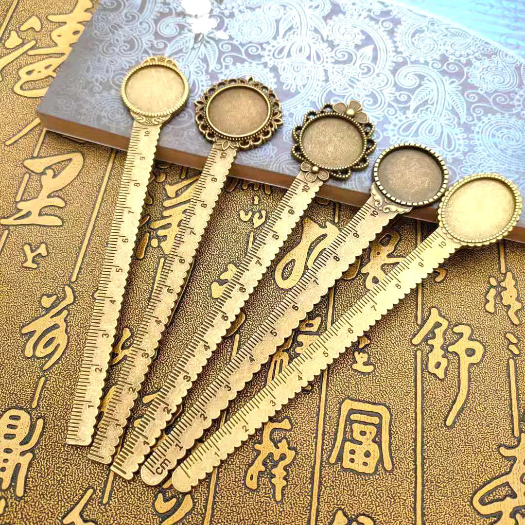 Aesthetics Vintage European style Brass Straight Ruler Students Metal Ruler Bookmarks Stationery Measuring Tool School Supplies