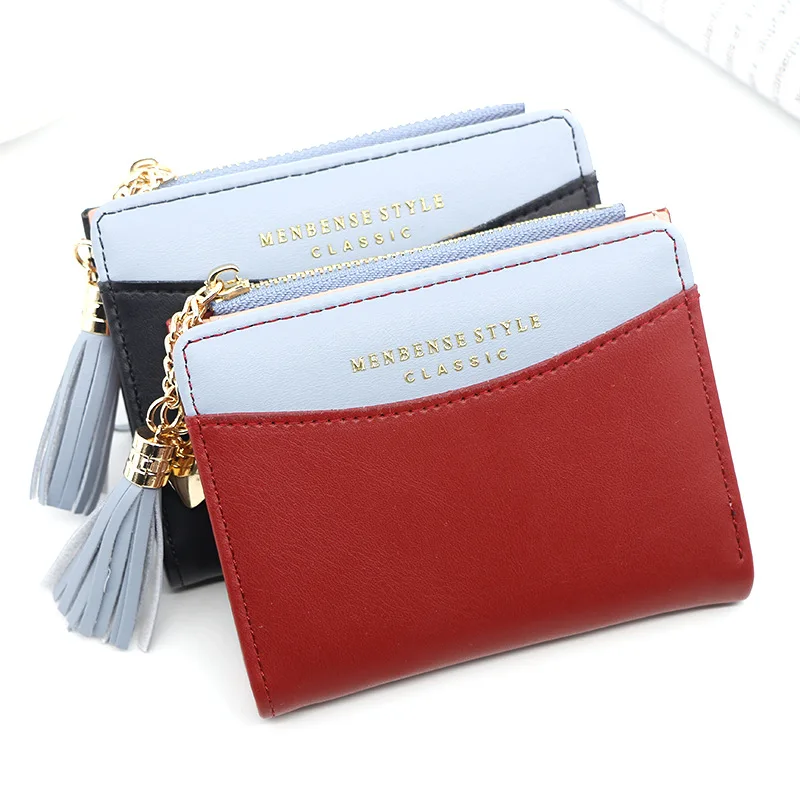 New Fashion Short Women's Zipped Wallet Korean Version Of The Simple Versatile Student Coin Purse Dark Compartment Card Clip