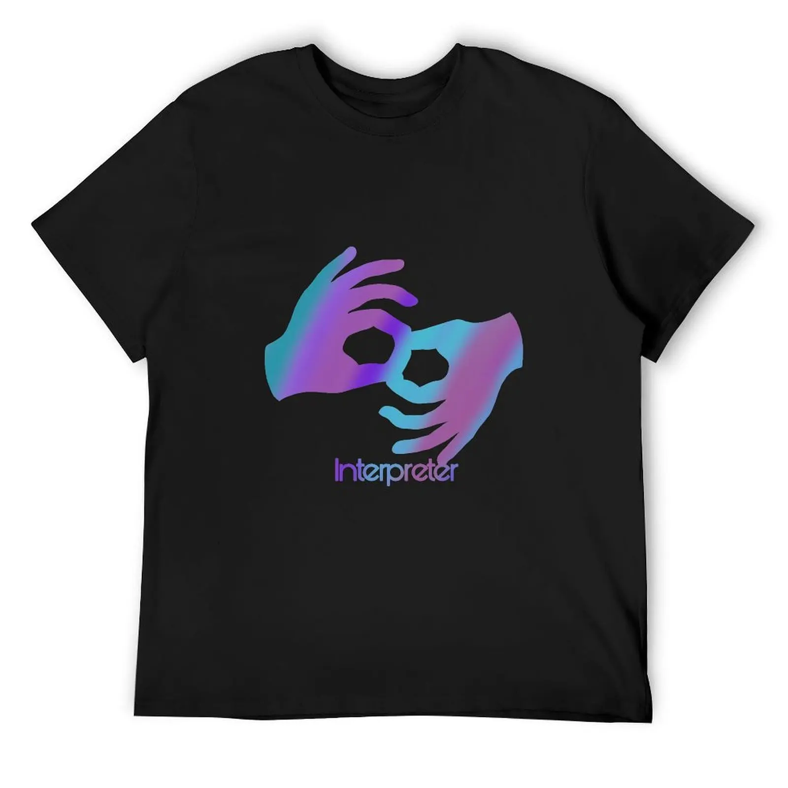 Multicolor Asl sign for interpreter T-Shirt graphic tee shirt blue archive mens graphic t-shirts hip hop