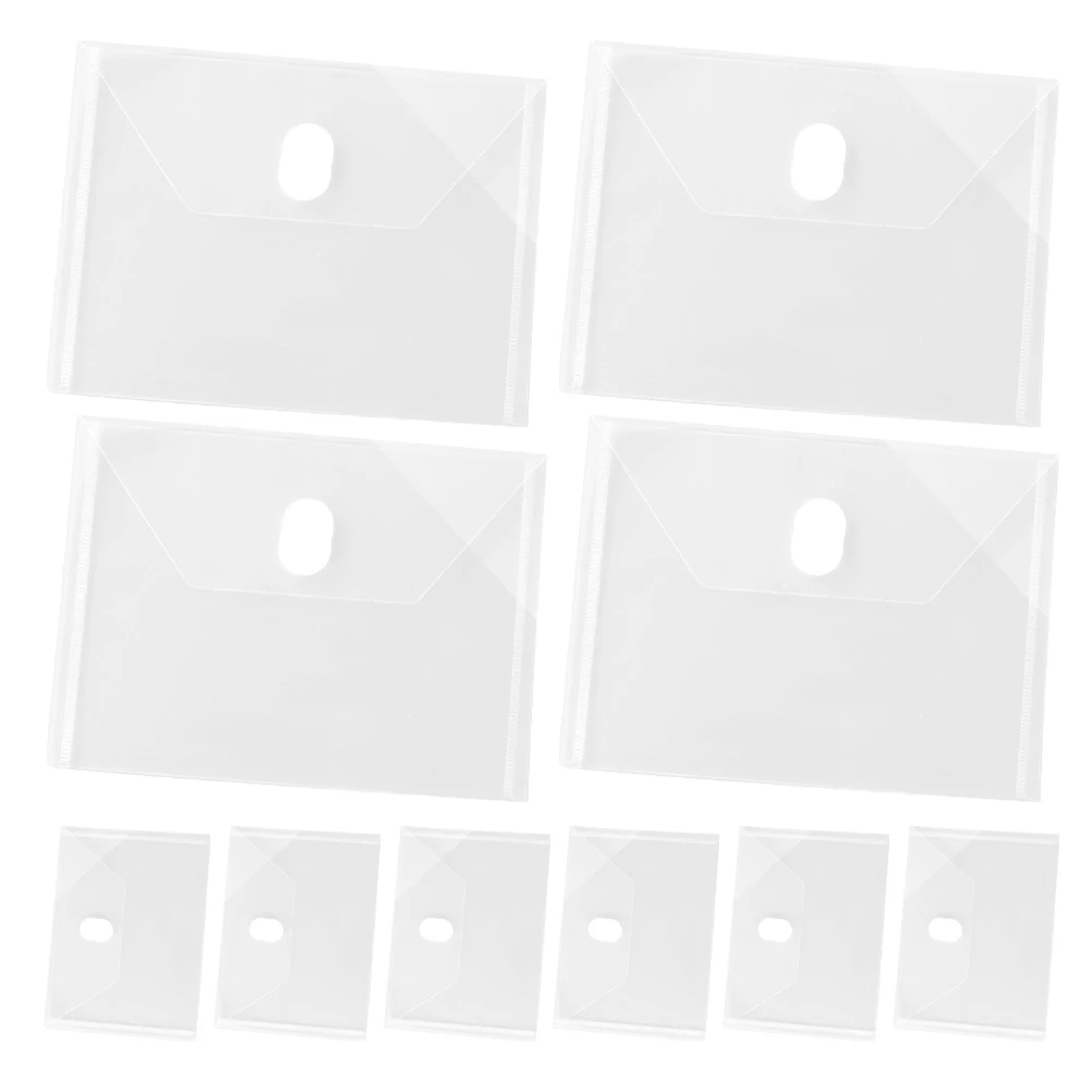 Bolsas de almacenamiento de documentos, carpetas de sobres de plástico transparente para archivos, recibos y papeles, organizador de archivos multifuncional, viaje, 10 Uds.
