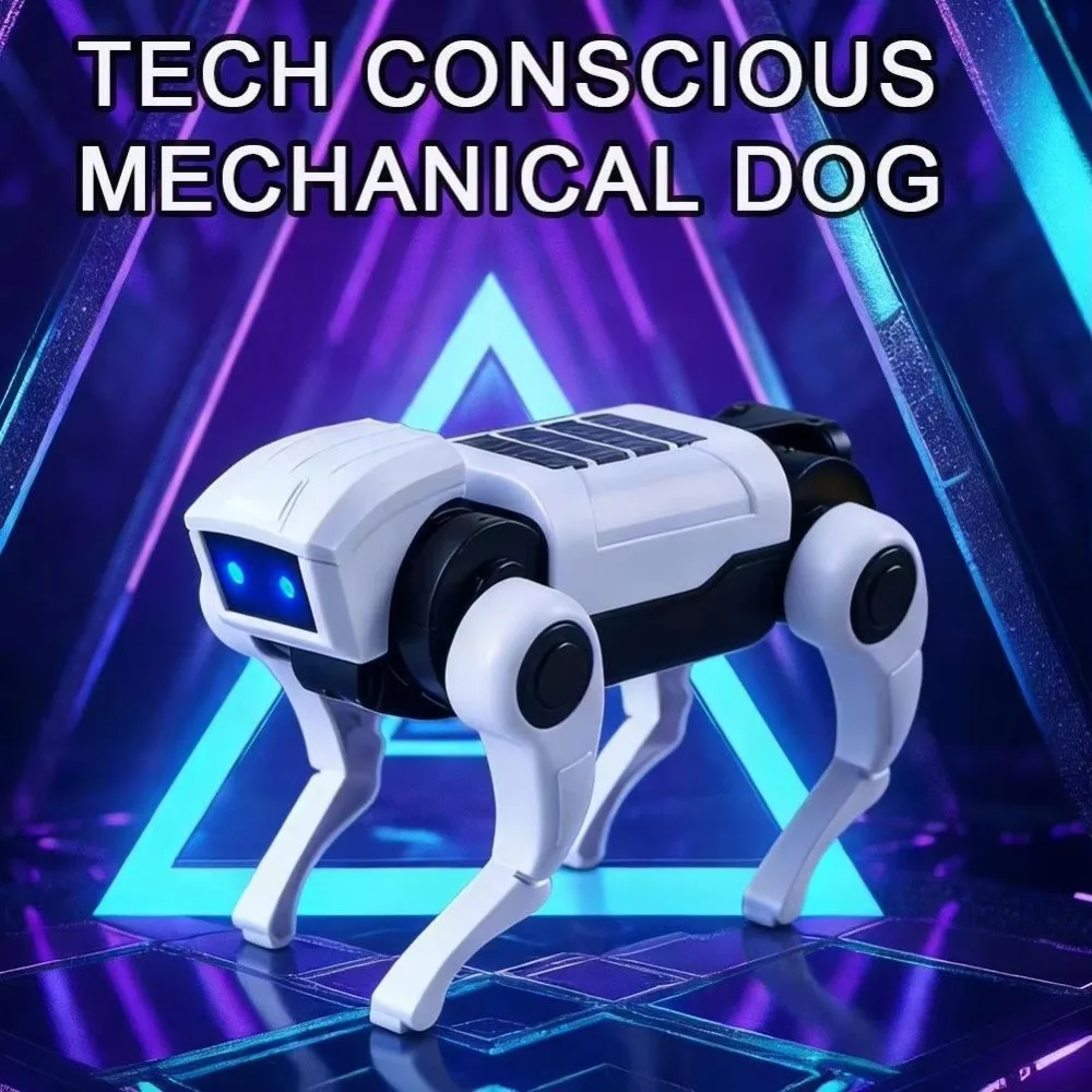 With LED Eyes Electric Robot Dog Toy Walking Movement Battery Powered DIY Assembly Mechanical Dog Science Teaching Model Dog