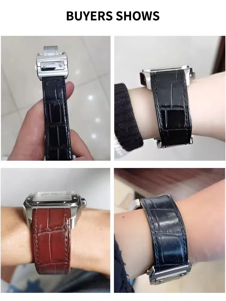 Cowhide Leather Watch Strap for Cartier Santos 100 Series Watch Bracelet Waterproof Sweatproof 20mm 23mm Accessories Replacement