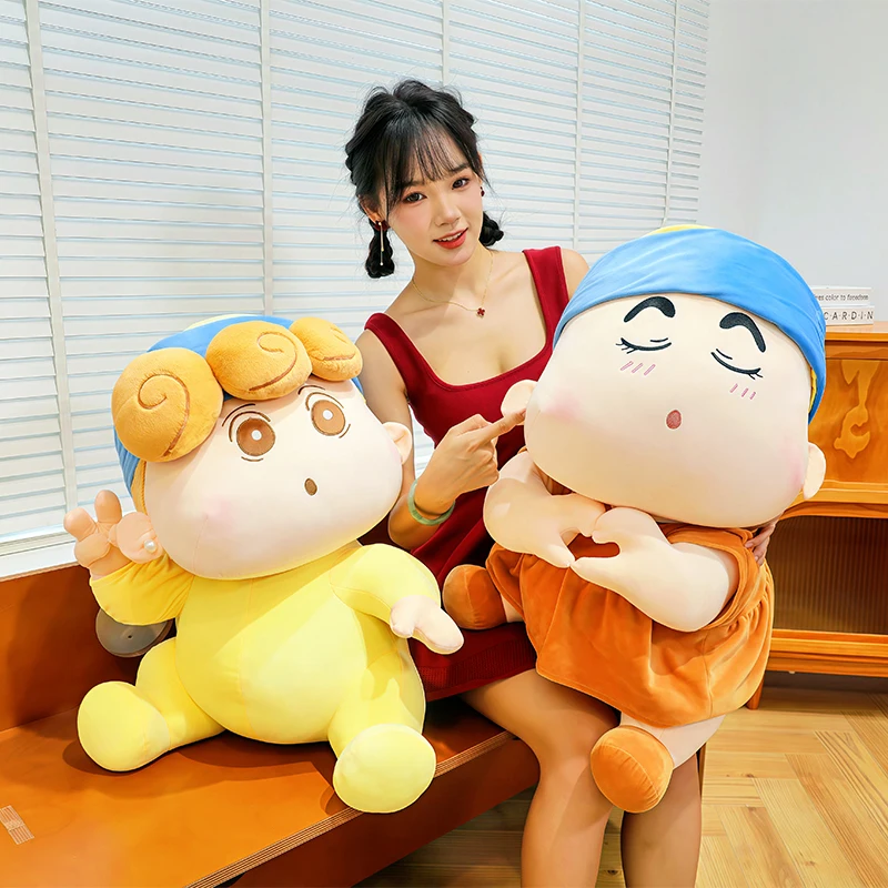 New Cute Crayon Shin‑chan & Himawari Plush Pajama Doll Anime Stuffed Figure Soft Fluffy Pillow Kids Birthday Gift Home Decor Toy
