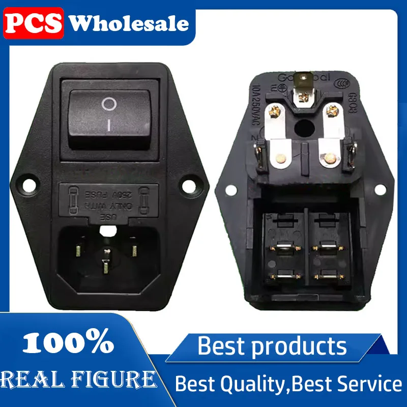 Original G808 Medical use 3-in-1 AC double safety double hole fixed C14 with black traffic light switch