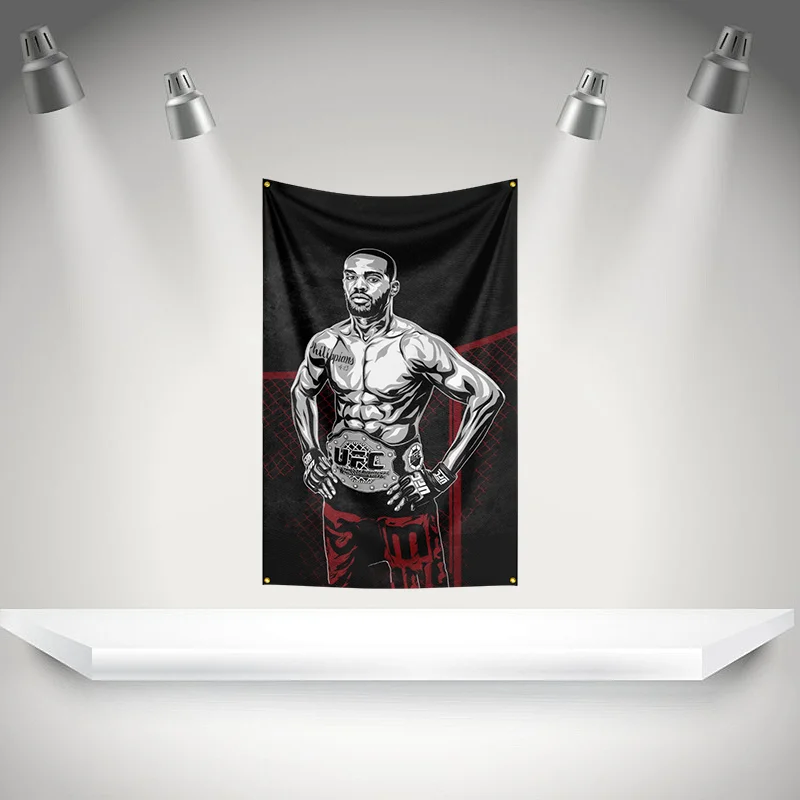 J-Jon Jones Flag Boxer Banner   HD Printing Tapestry Exhibition Boxer Sports Fans Garage Decor