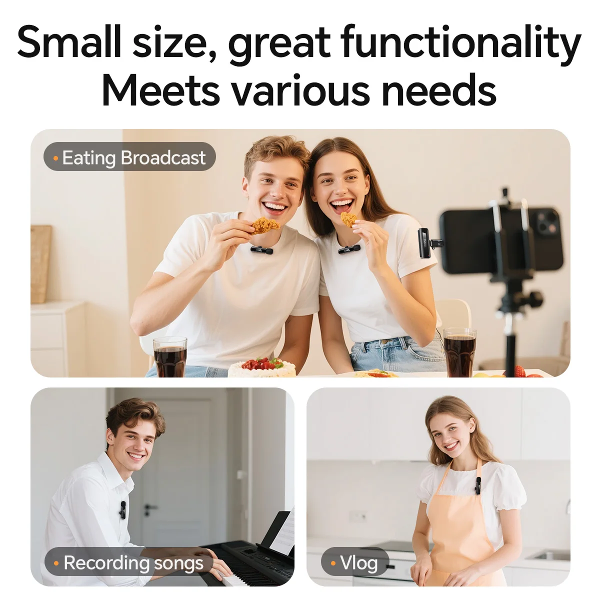 HOCO L20A Wireless Lavalier Lapel Mirophone Noise-cancelling Rechargeable Mic for iPhone Android Camera Live Streaming Vlogging