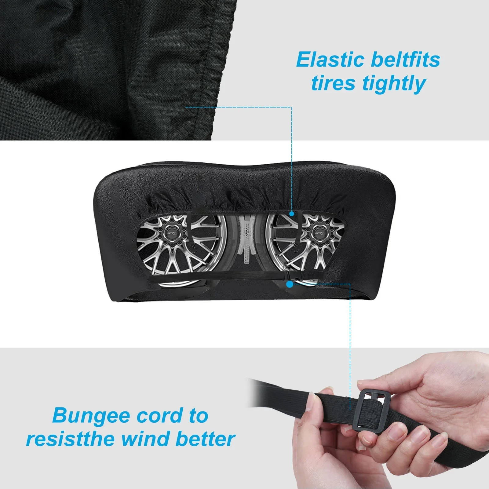 

Aumotop RV Tire Covers, Dual Wheel Cover 1/2 Pack Diameter Tires, Waterproof Anti-UV Black Dual Tire Covers RV Accessories Tool