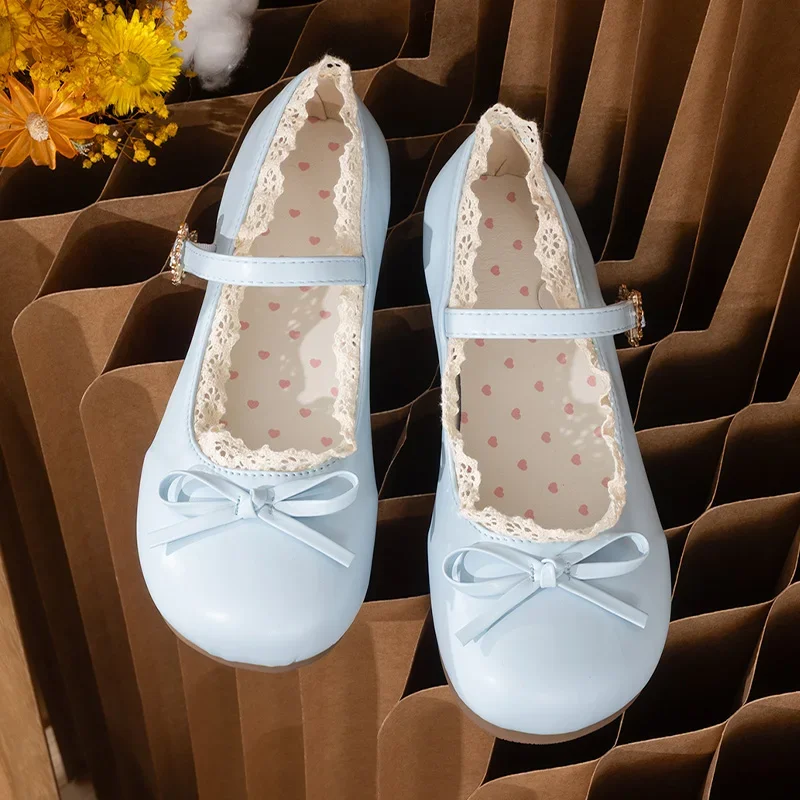 Chaussures plates automne rose blanc Mary Janes femme bout rond boucle sangle Lolita filles étudiant ballerines grande taille