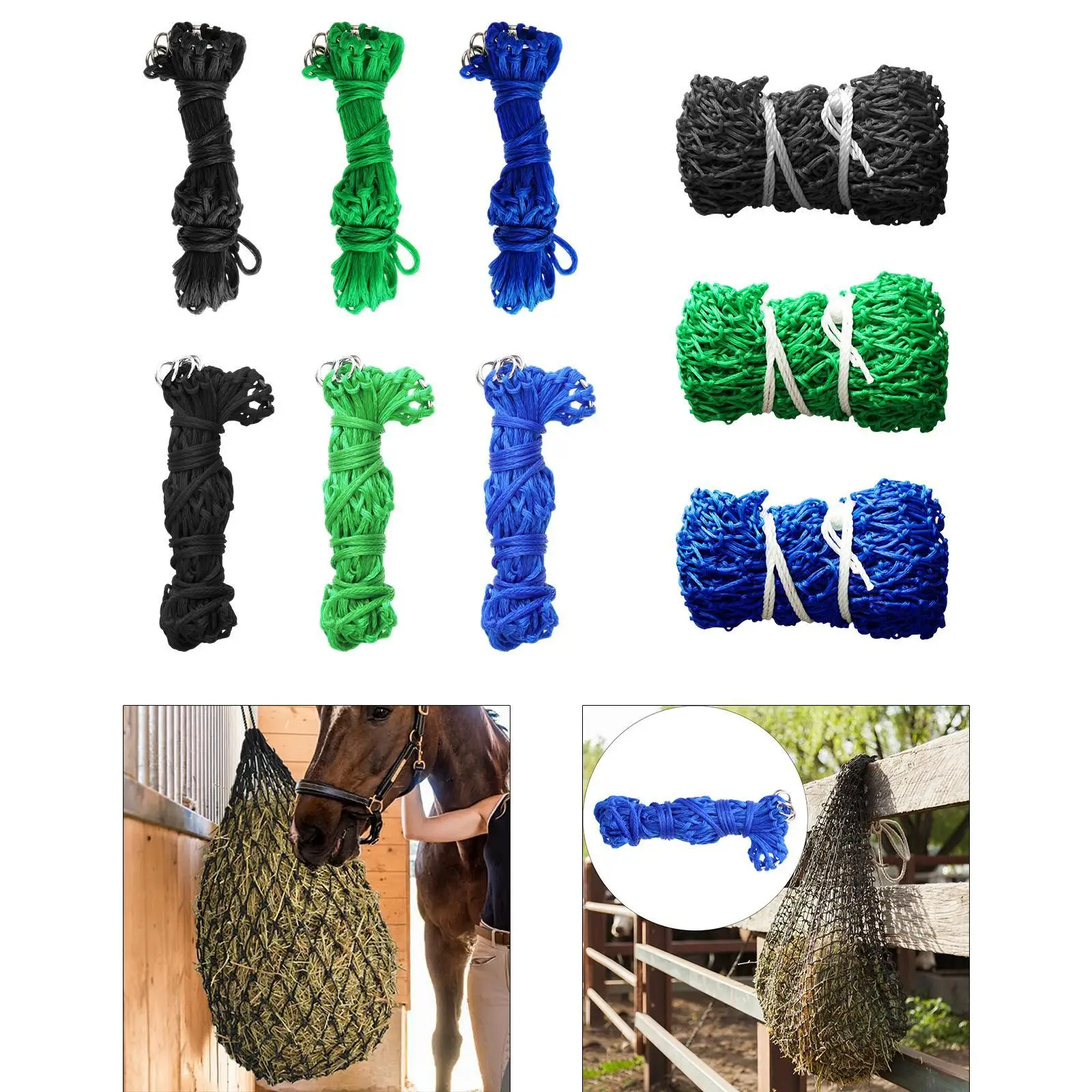 شبكة قش للتغذية البطيئة، سهلة التعليق، مستلزمات التغذية، حقيبة قش محمولة خفيفة الوزن، حقيبة شبكية معلقة، حقيبة تغذية الحصان لمقطورة الماعز