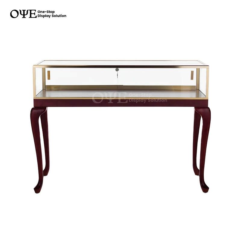 Custom.Custom خزانة عرض المجوهرات الزجاجية العصرية قلادة متجر الأثاث Led الإضاءة خشبية قابلة للقفل معرض متجر المجوهرات