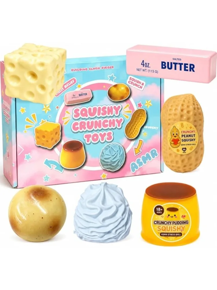 Zestaw 6 miękkich, powolnie powracających do pierwotnego kształtu zabawek Squishy z mątkowiny, idealnych do stresu i rozrywki sensorycznej, do użytku w biurze. — 2