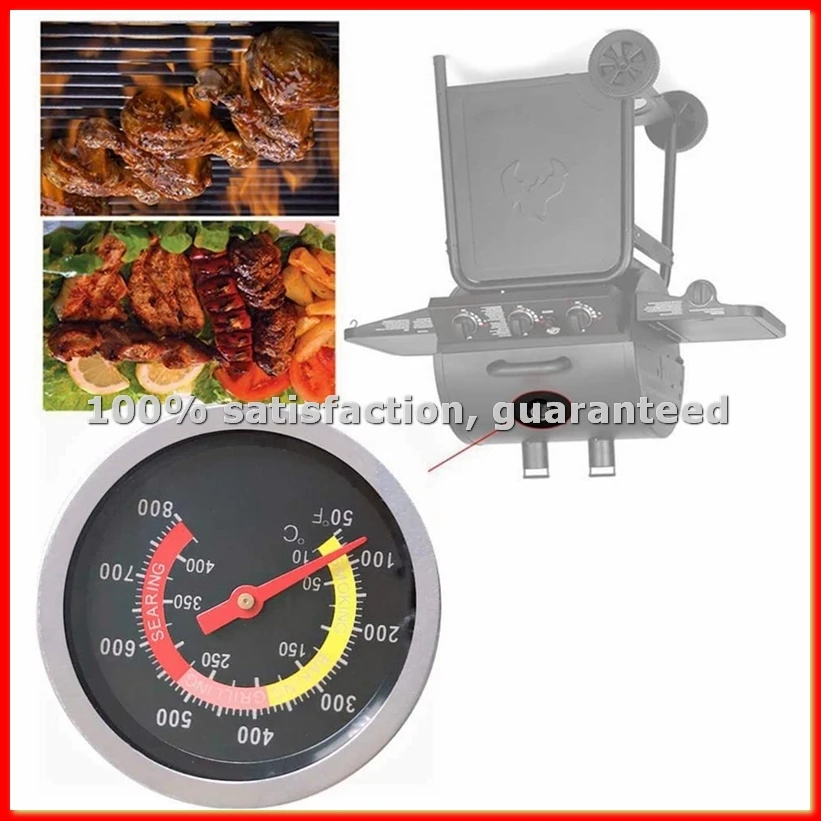 BBQ Grill Temperature Gauge, Barbecue Charcoal Grill Smoker Temperature Gauge Pit BBQ Pizza Oven Thermometer-A68X
