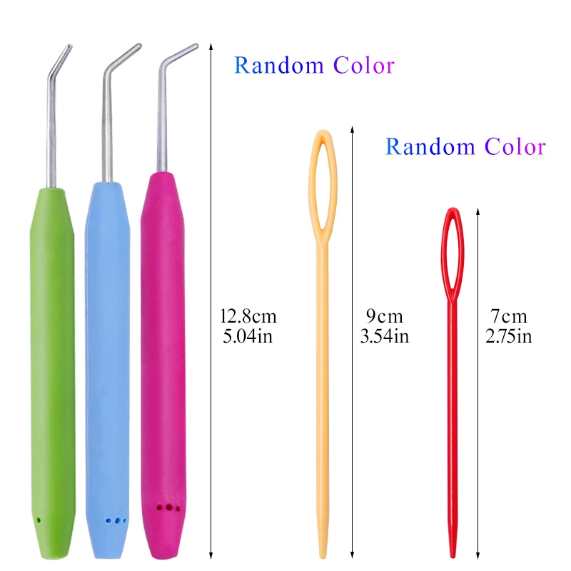 Knit Loom Hook Set 6Pcs Knitting Loom Hook With Plastic Knitting Needles Crochet Needle Hook Kit Random Color