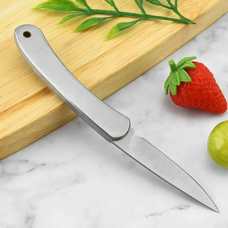 Mini Portable Fruit Knife Vegetable Fruit Peeling Stainless Steel Folding Fruit Knife Lockless Pocket Knife Kitchen Accessories