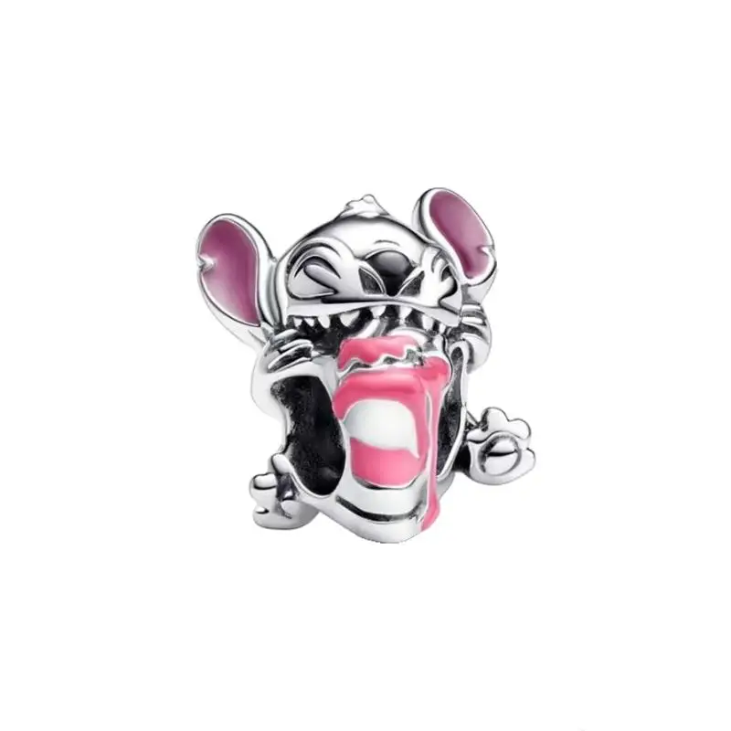 925 Silber Potdemiel Disney Mickey Stitch Toy Story Charm Anhänger Passend für Halskette Original Armband DIY Edles Damen-Partygeschenk