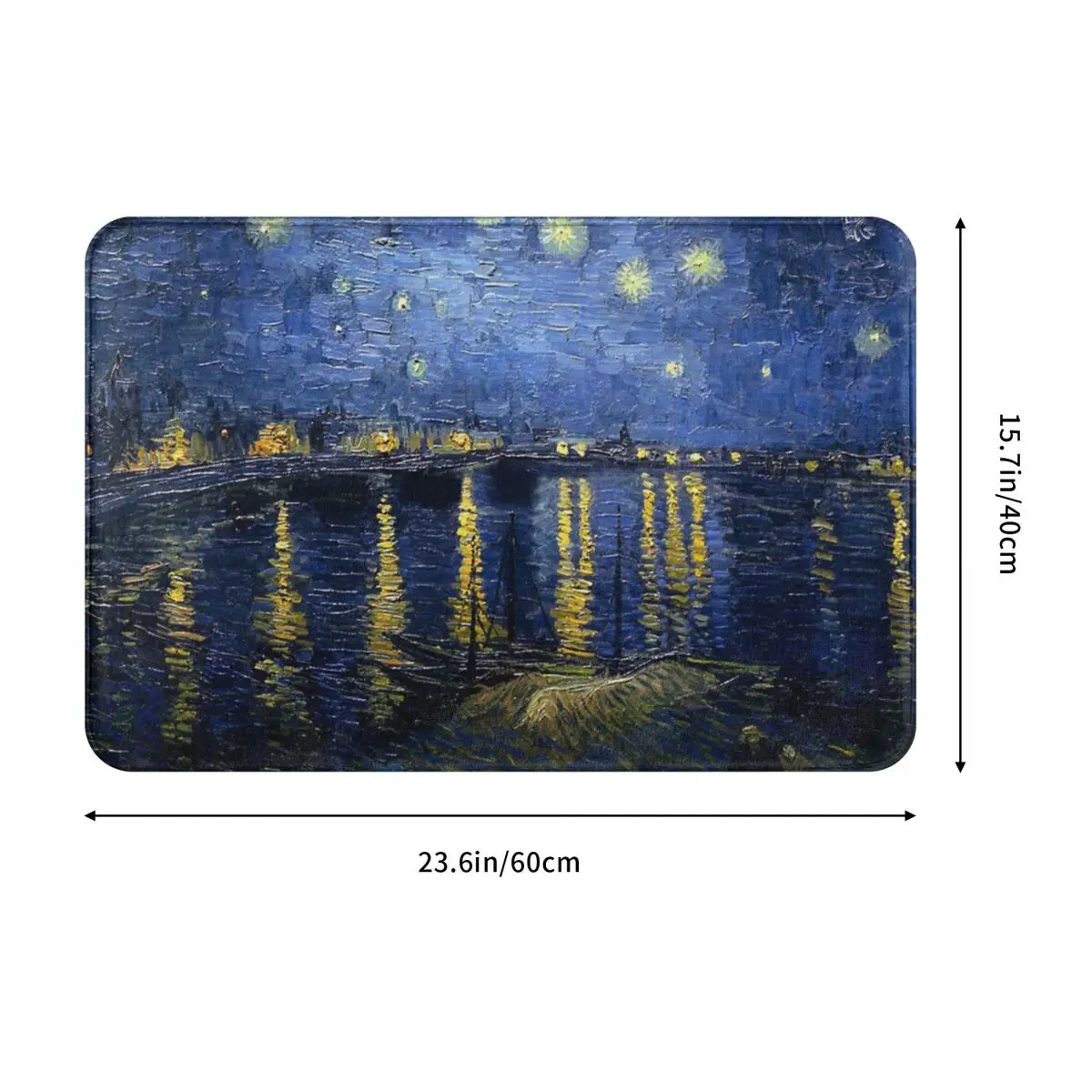 Van Gogh Starry Night Over The Rhone Mat Flannel Rug Non-Slip Absorbent Mat for Living Room Kitchen Balcony Mats Decoration