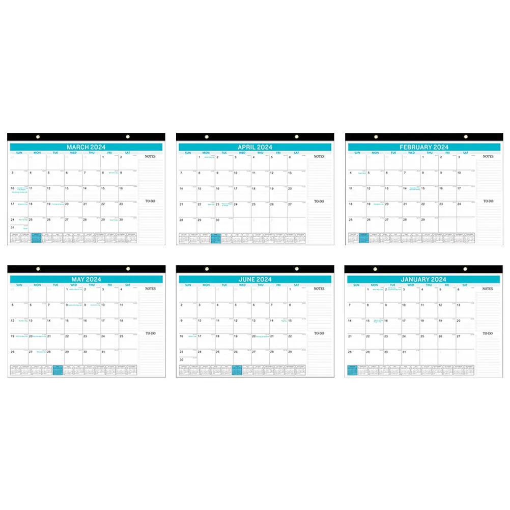 English Hanging Wall Calendar 2024 Office Note Daily Use Monthly Sturdy Paper Calendar for Home Classroom Office Countdown Plan