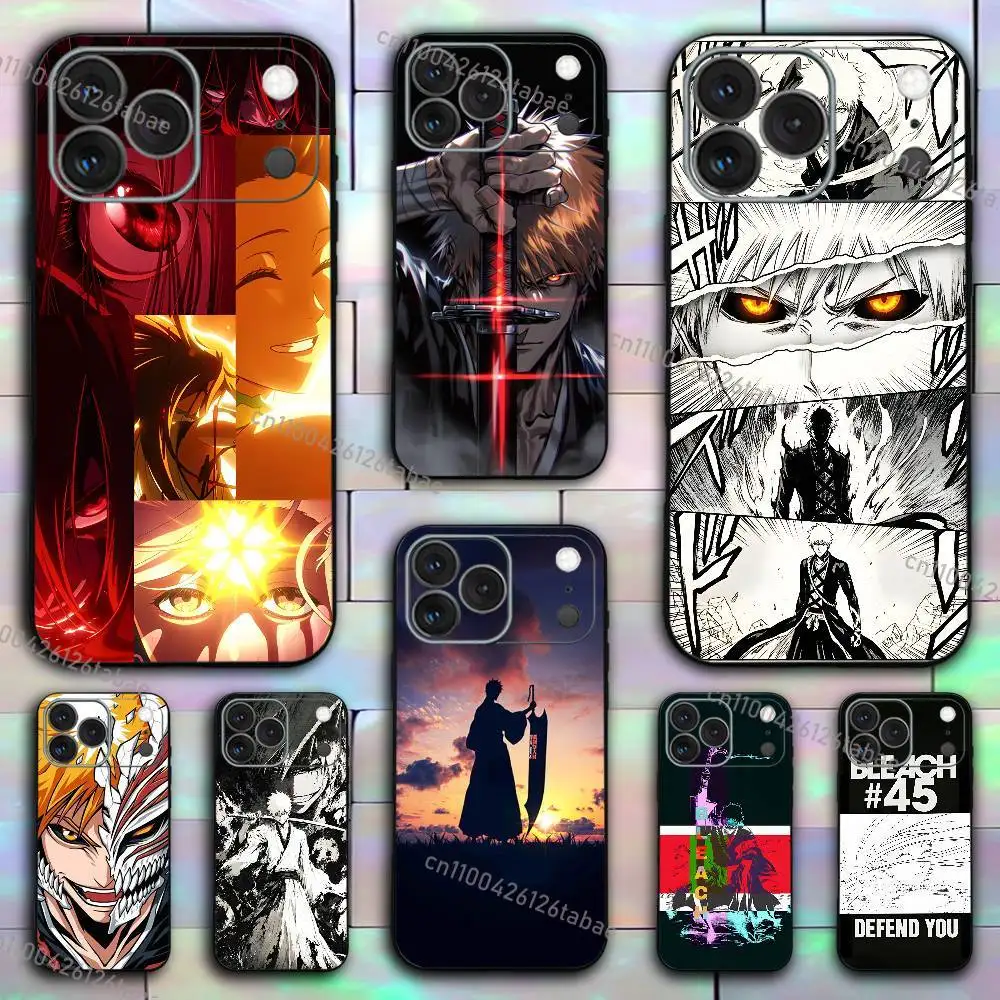 B-Bleachs K-Kurosaki lchigo O-Orihime For iPhone 18 17,16,15,14,13,12,11,Pro,X,XS,Max,Plus,Mini Soft Phone Case Black Shockproof