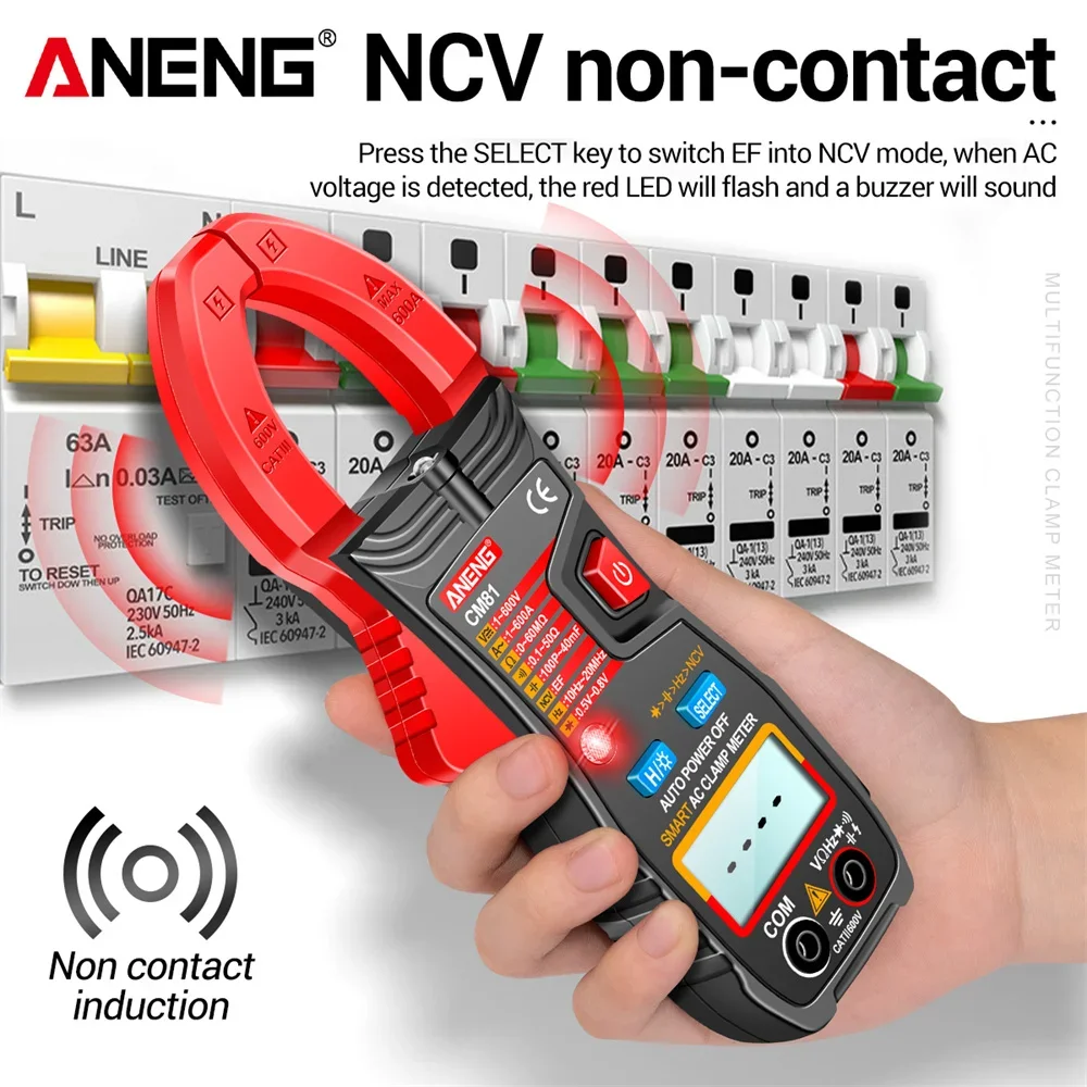 ANENG CM80/CM81 Digital Clamp Meter AC Current Multimeter Ammeter Voltage Tester Car Amp Hz Capacitance NCV Ohm Test