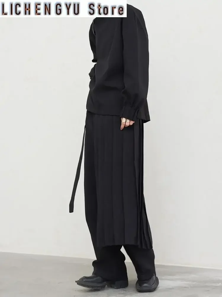 Pleated Sweatshirt Wide Leg Pants Three Piece Suit New Round Neck Long Sleeve Women Fashion Spring Autumn