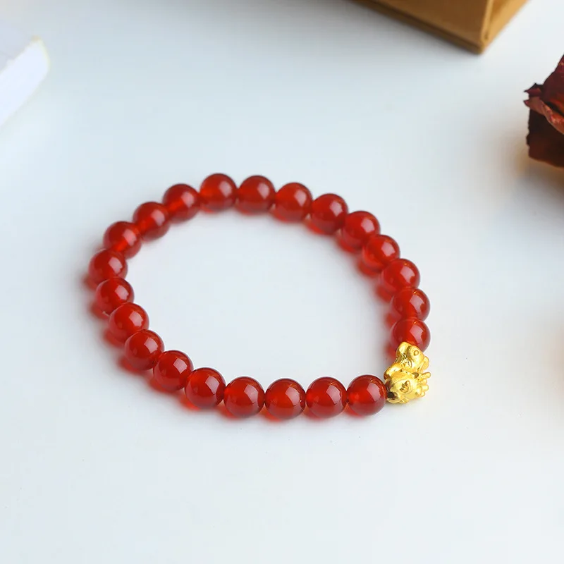 Natural Agate Pixiu Bracelet Women's Lucky Transfer Natal Year Versatile