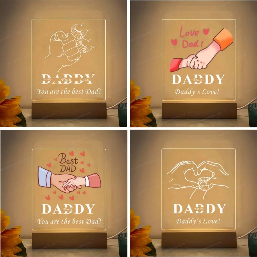 

Персонализированная 3D акриловая фотолампа на заказ, светодиодный ночник для родителей и папы, идеальный подарок