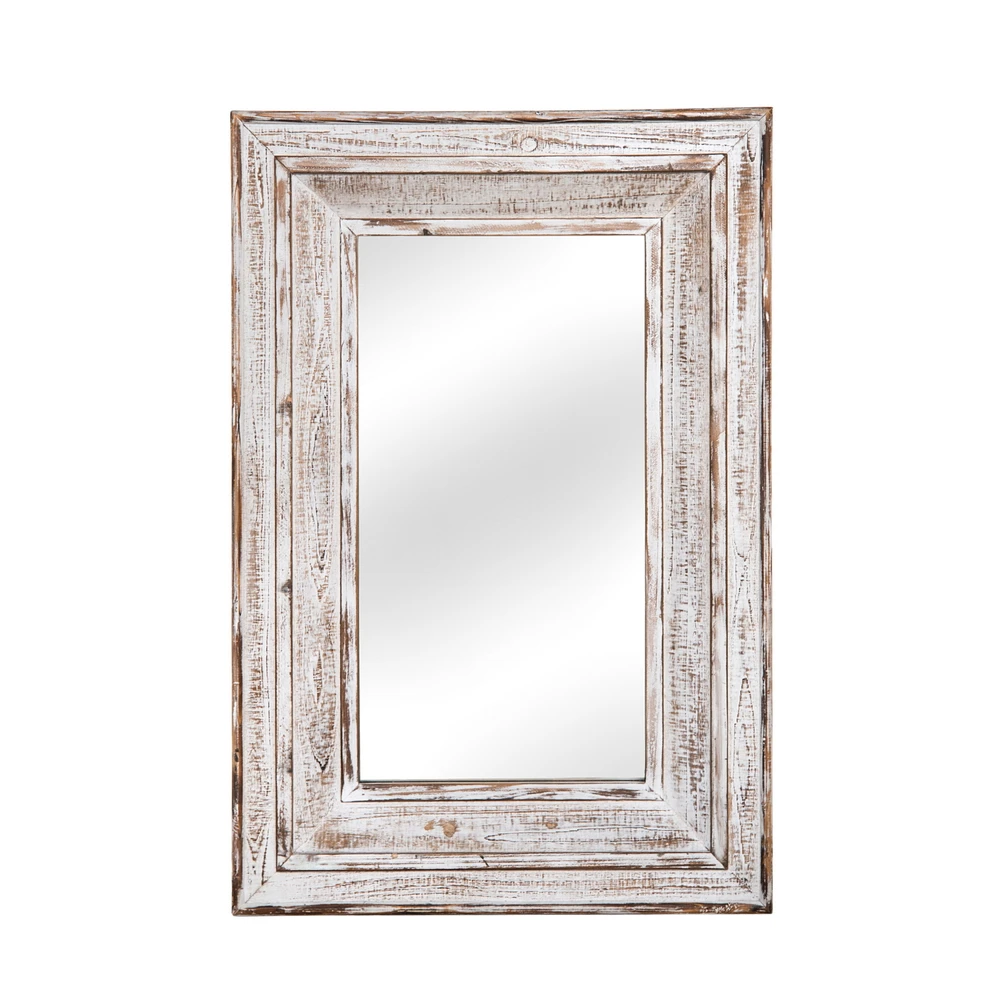 

Artisasset Wood Wall Mirror High-Quality Flat Decorative Mirror Rectangle 91.44x60.96x5.08CM Antique White[US-Stock]