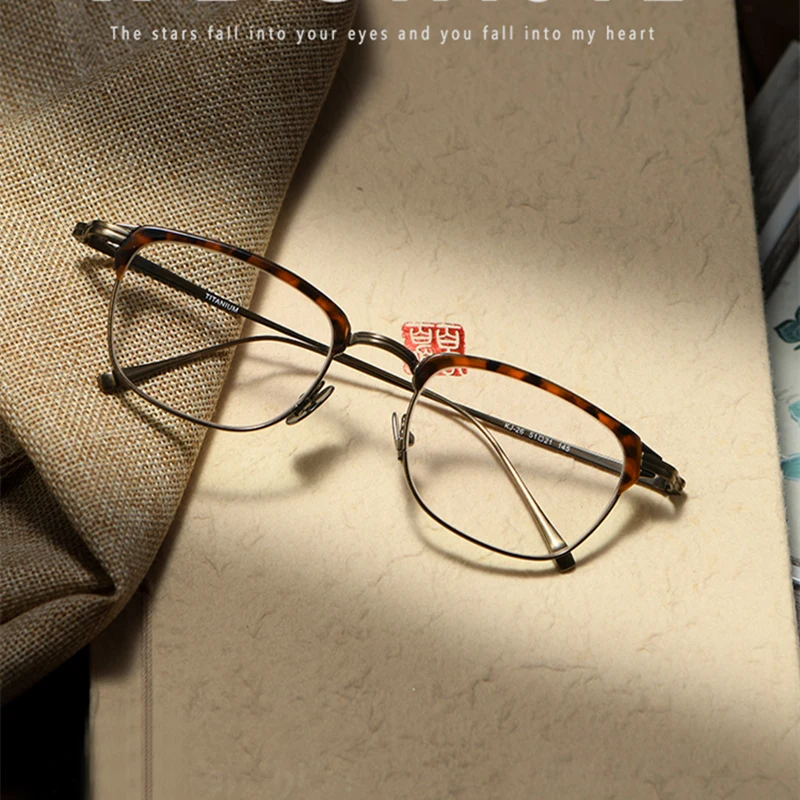 

Handmade Titanium Square Glasses Frame Men Japanese Vintage Full Rim Eyeglasses Women Handmade Retro Oversized Trendy Eyewear