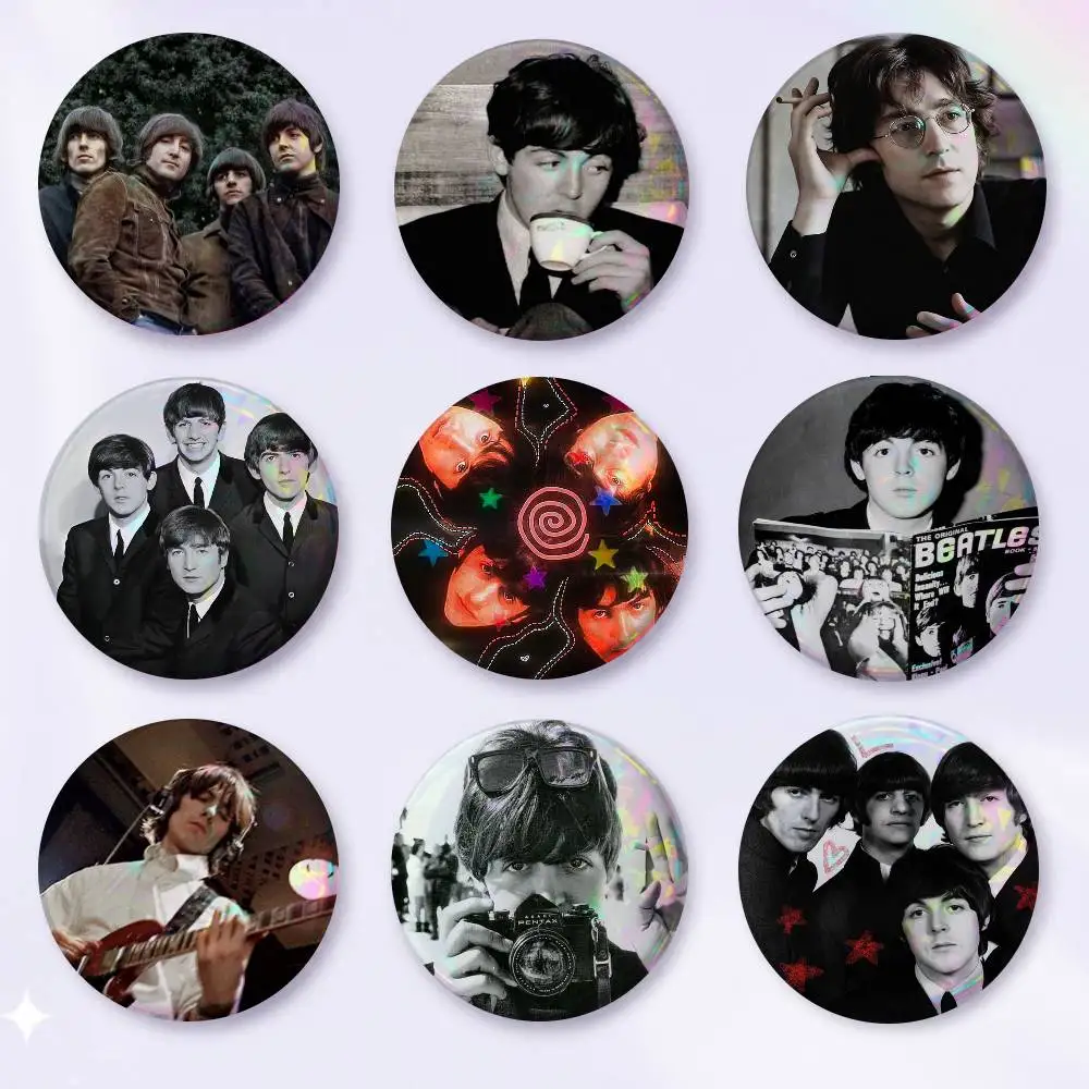A-The B-Beatles Cartoon Round Brooches On Backpack Jacket Acrylic Button Pins Collection Gifts