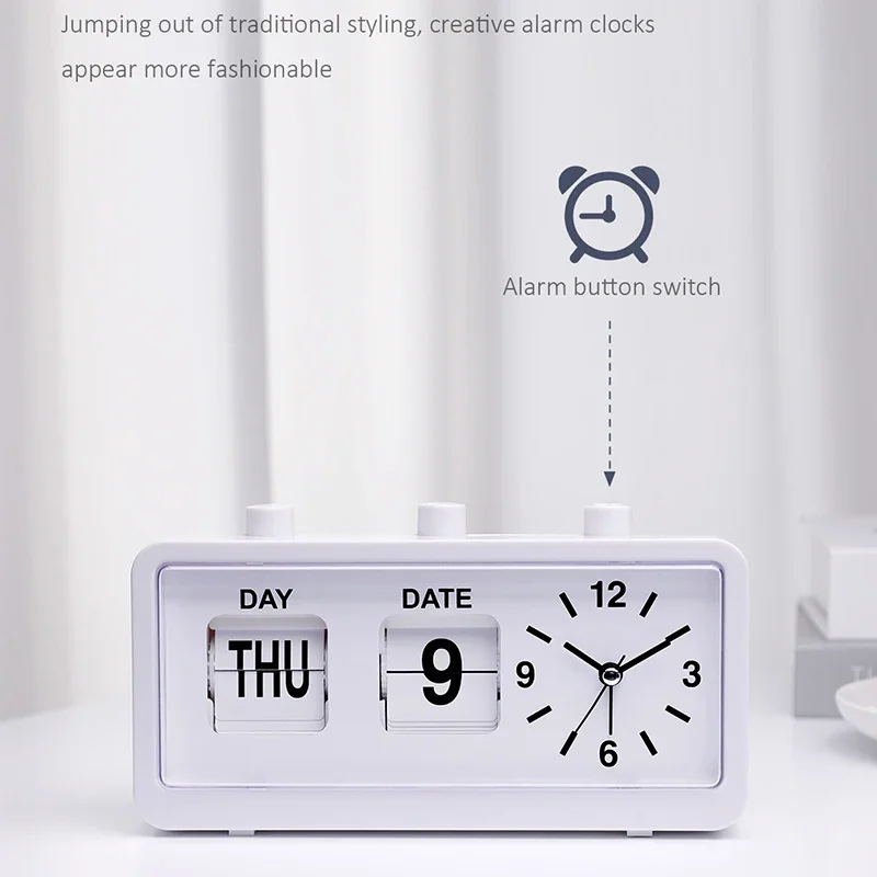 2025 NEW Office Desktop Button Flip Clock Simple and Mute Scan Seconds Student Alarm Clock Can Display Date and Clock Table